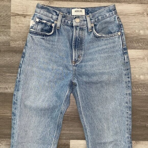 AGOLDE Straight Leg Organic Cotton Jeans 23 Blue Vintage Wash High Rise Denim - Picture 8 of 11